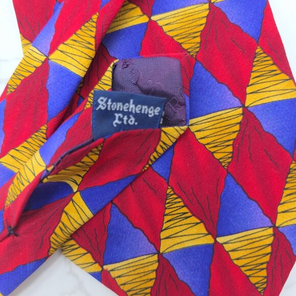 Jerry Garcia Tie Mens Silk Geometric Diamond Stonehenge Hand Sewn Made in USA - Picture 5 of 6
